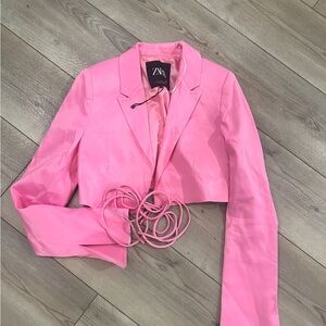 Zara Bright Pink Cropped Blazer